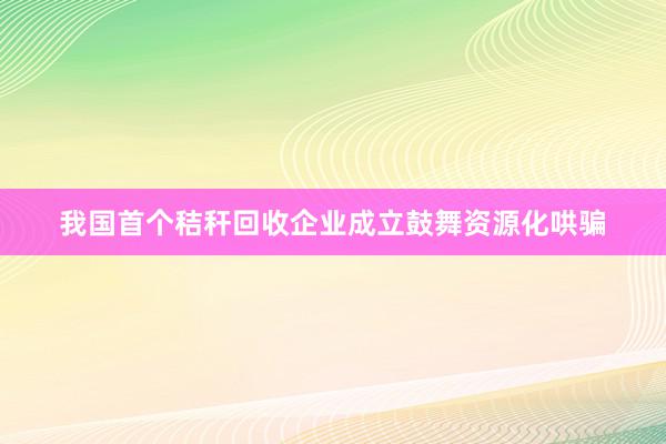 我国首个秸秆回收企业成立鼓舞资源化哄骗