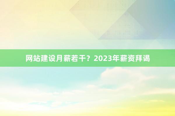 网站建设月薪若干？2023年薪资拜谒
