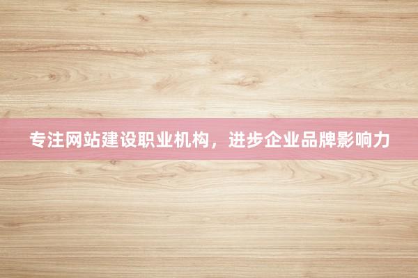 专注网站建设职业机构，进步企业品牌影响力
